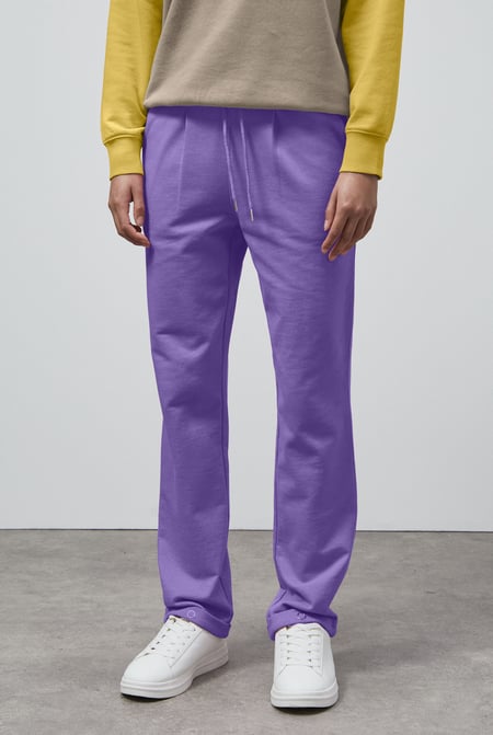 Purple Roll -Up Hem Jersey Trousers