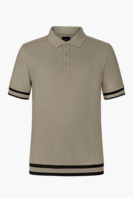 Men's Brown Premium Polo Shirt With Stripe Rib
