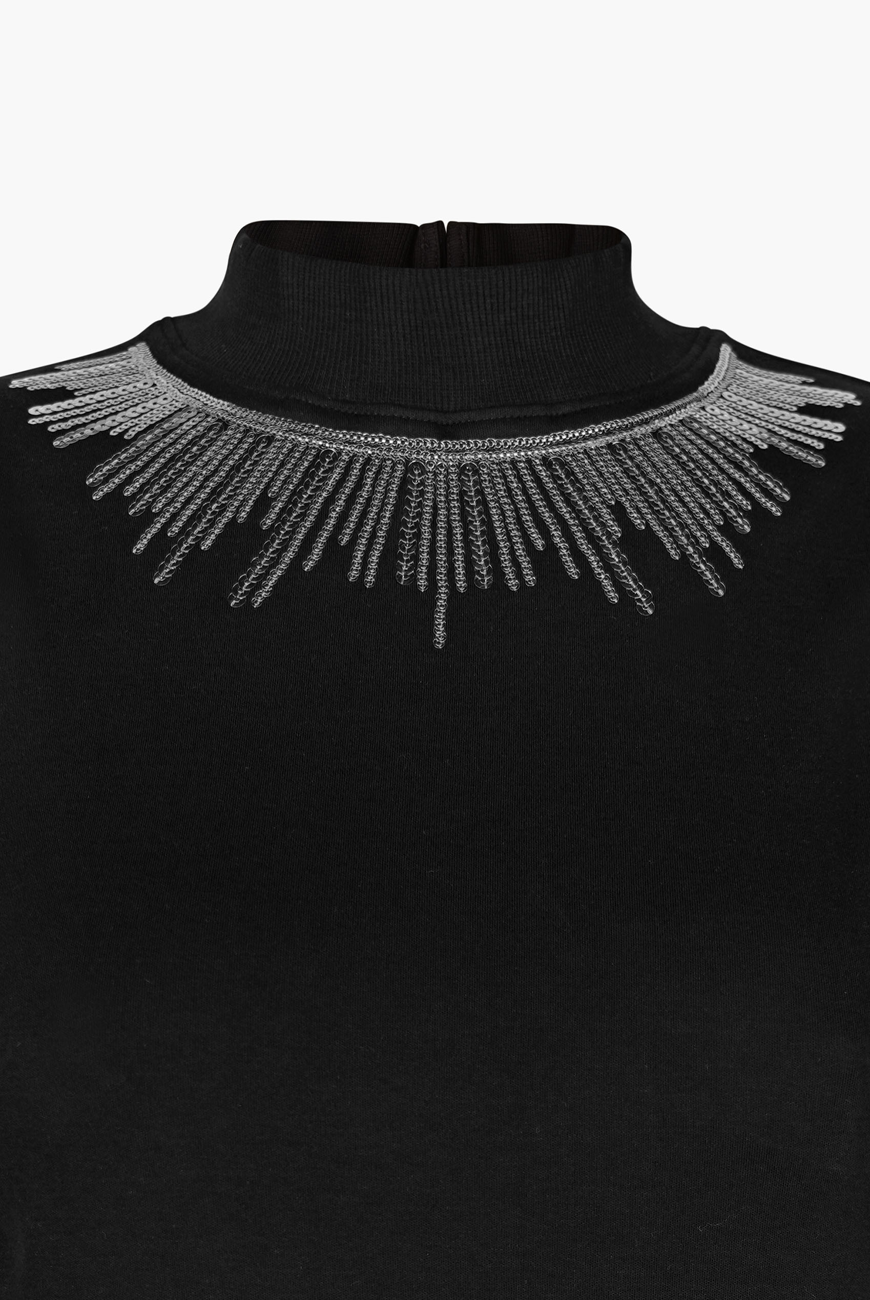 Silver Sequin High Neck Sleeveless Top