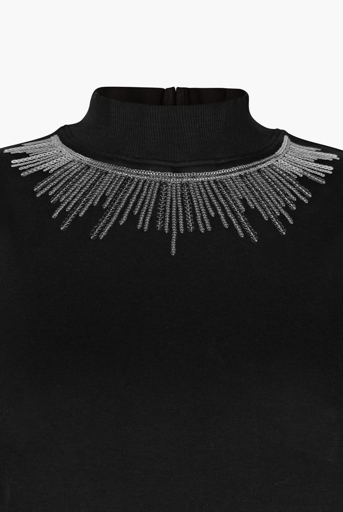 Silver Sequin High Neck Sleeveless Top