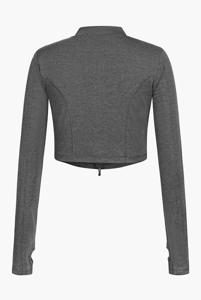 Design Jersey Long Sleeve Crop Zip Top
