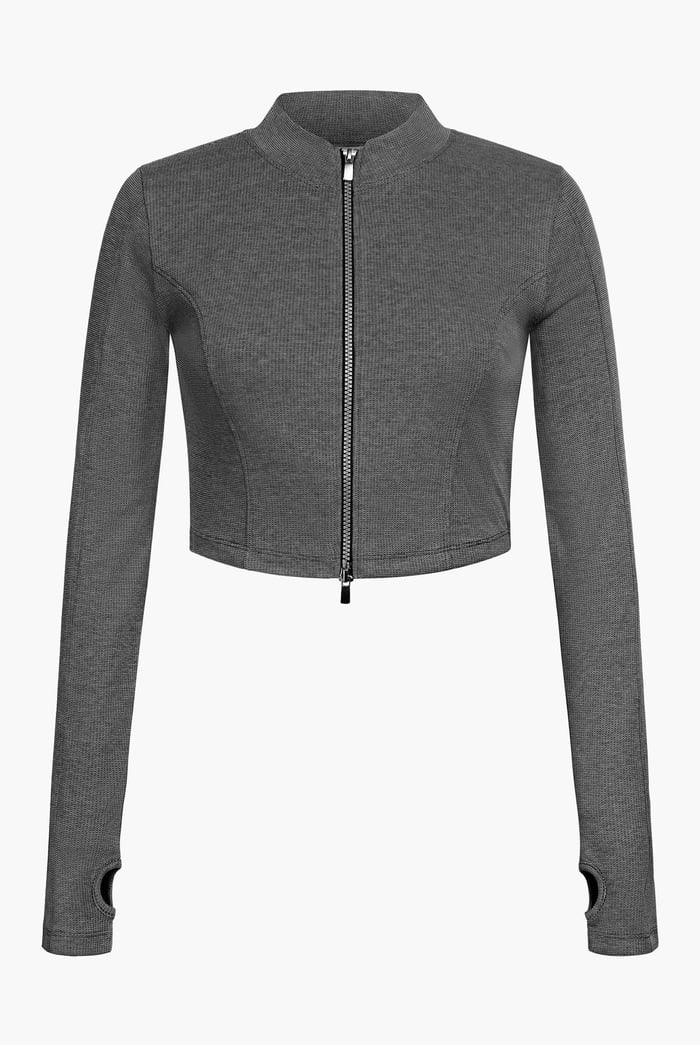 Design Jersey Long Sleeve Crop Zip Top