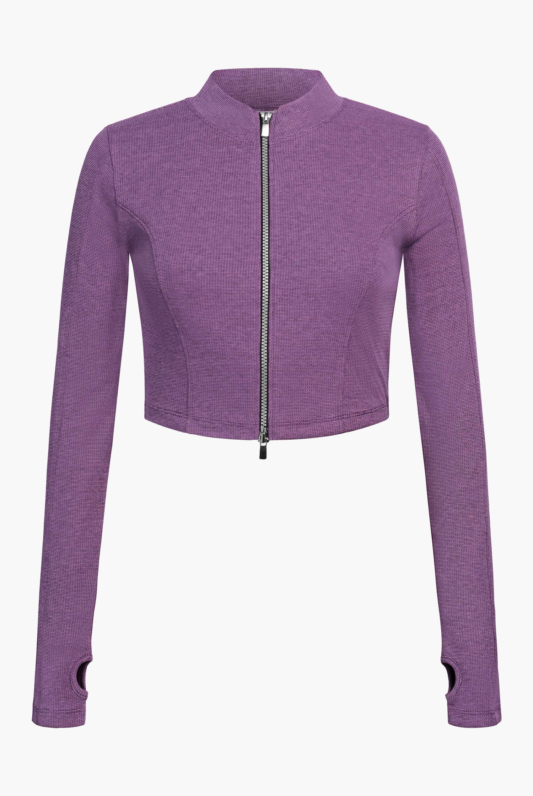 Design Jersey Long Sleeve Crop Zip Top