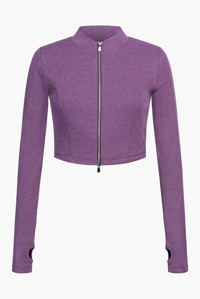 Design Jersey Long Sleeve Crop Zip Top