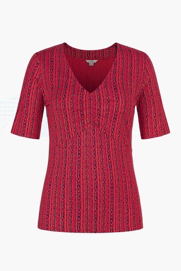 Short Sleeve Shimmer Printed Viscose Top