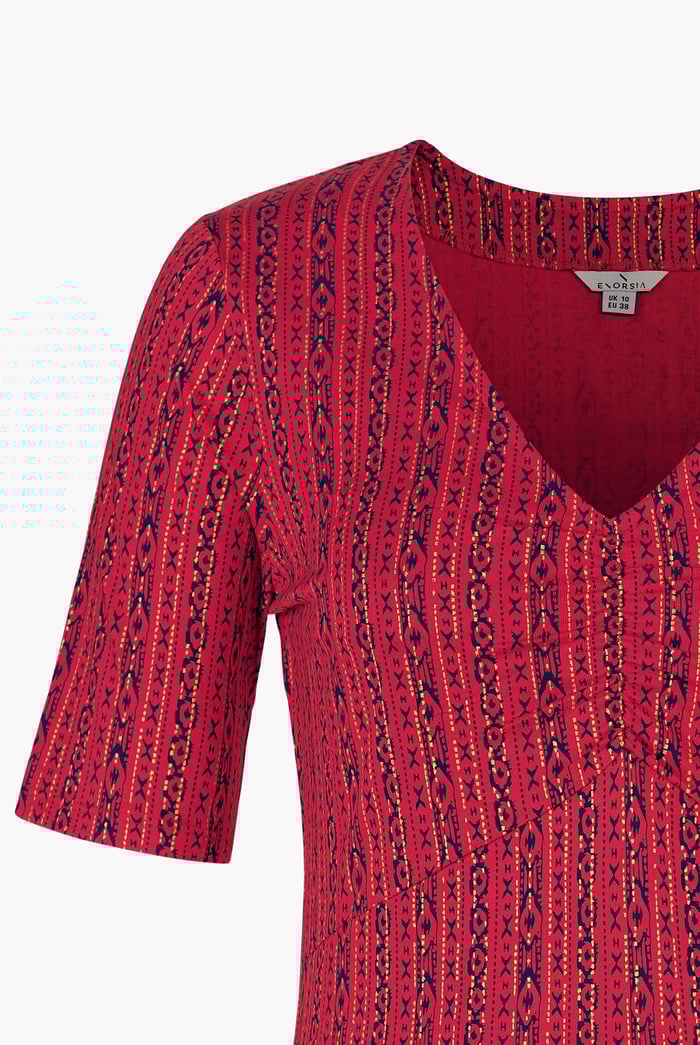 Short Sleeve Shimmer Printed Viscose Top