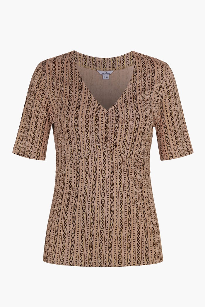 Short Sleeve Shimmer Printed Viscose Top
