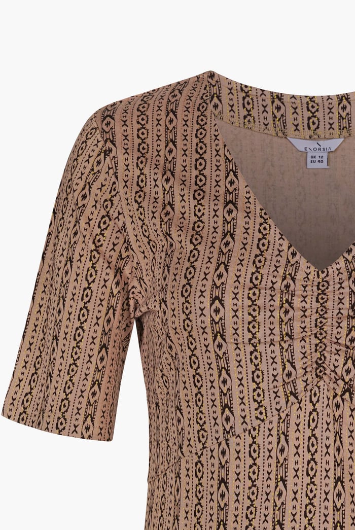 Short Sleeve Shimmer Printed Viscose Top