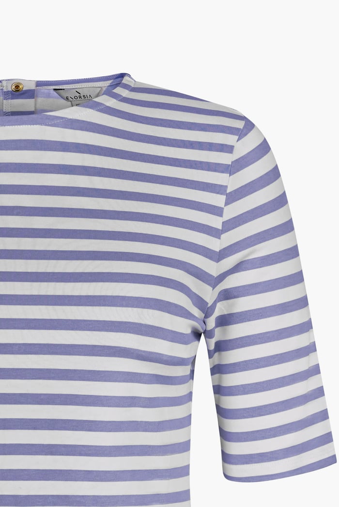 Stripe Jersey Button Back T-Shirt Top