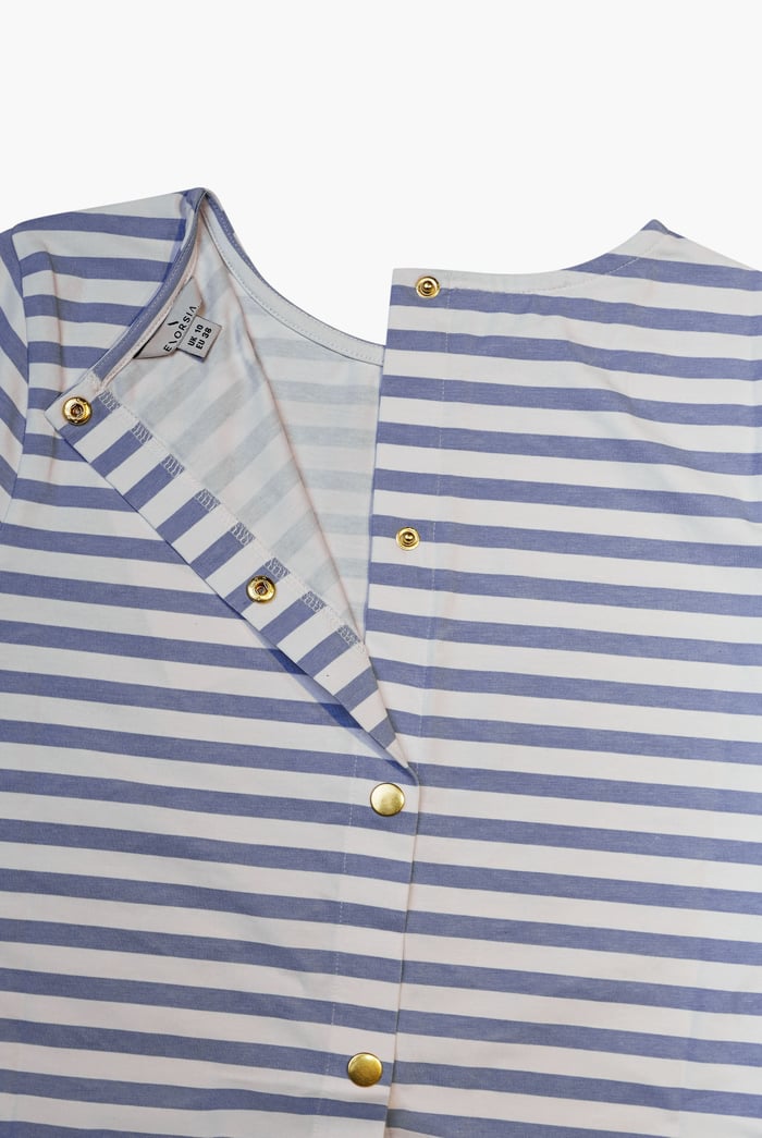 Stripe Jersey Button Back T-Shirt Top