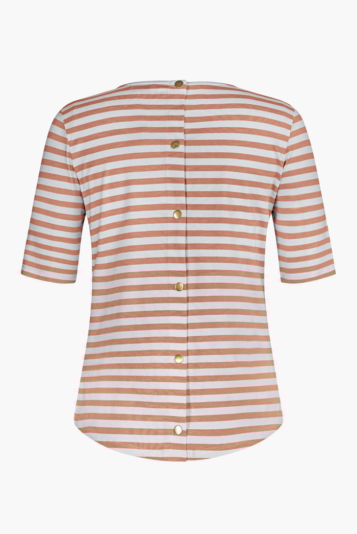 Stripe Jersey Button Back T-Shirt Top