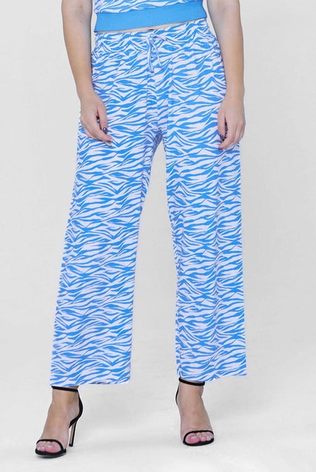 Green Zebra Print Straight leg Trousers