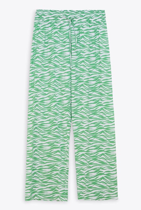 Green Zebra Print Straight leg Trousers