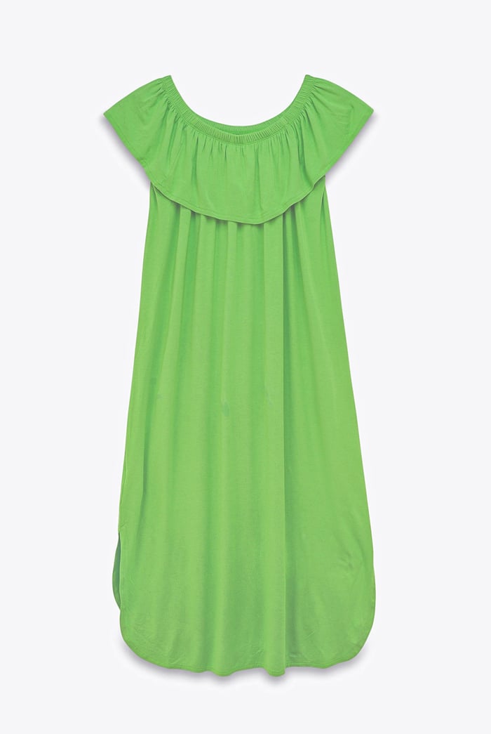 Off Shoulder Ruffle Jersey Dress