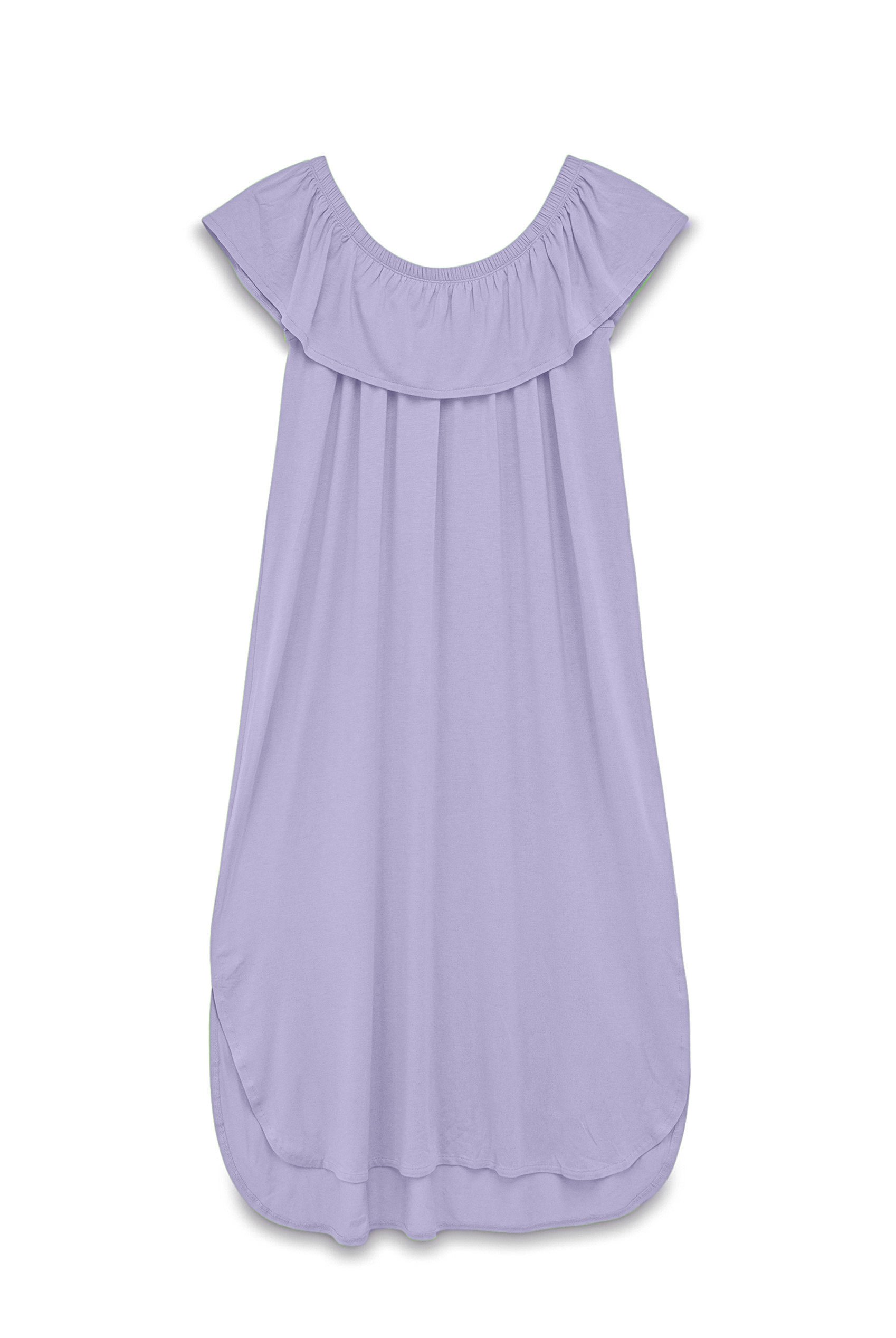 Off Shoulder Ruffle Jersey Dress