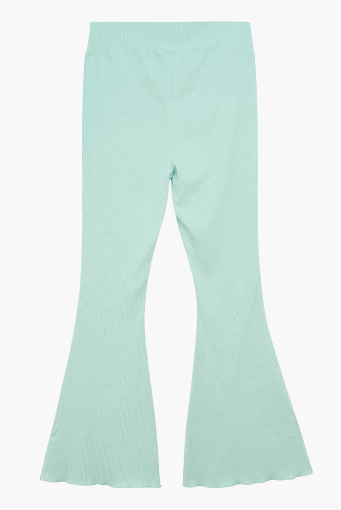 Textured Ribbed Flared Trousers