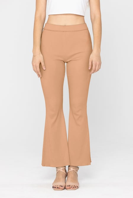 Textured Ribbed Flared Trousers
