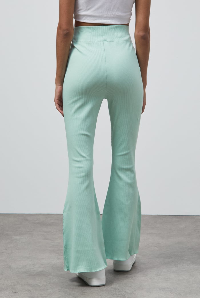 Textured Ribbed Flared Trousers