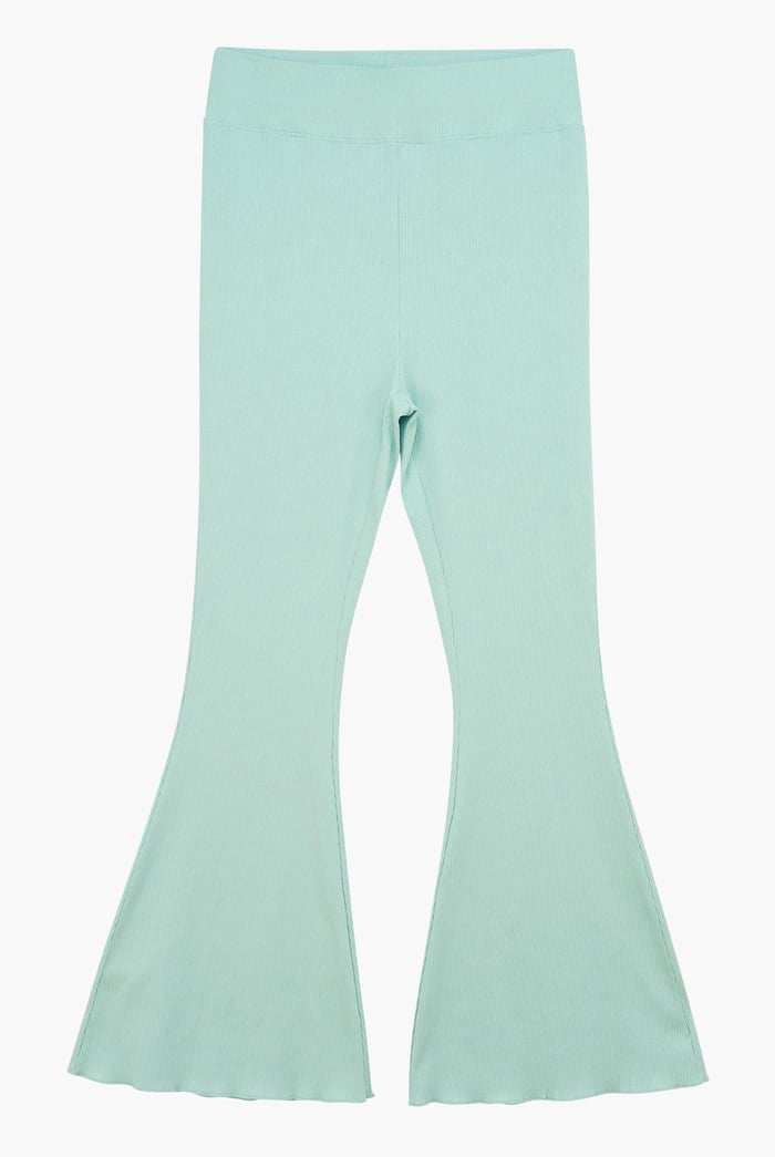 Textured Ribbed Flared Trousers