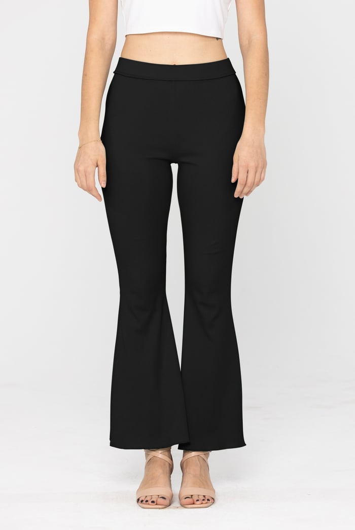 Textured Ribbed Flared Trousers