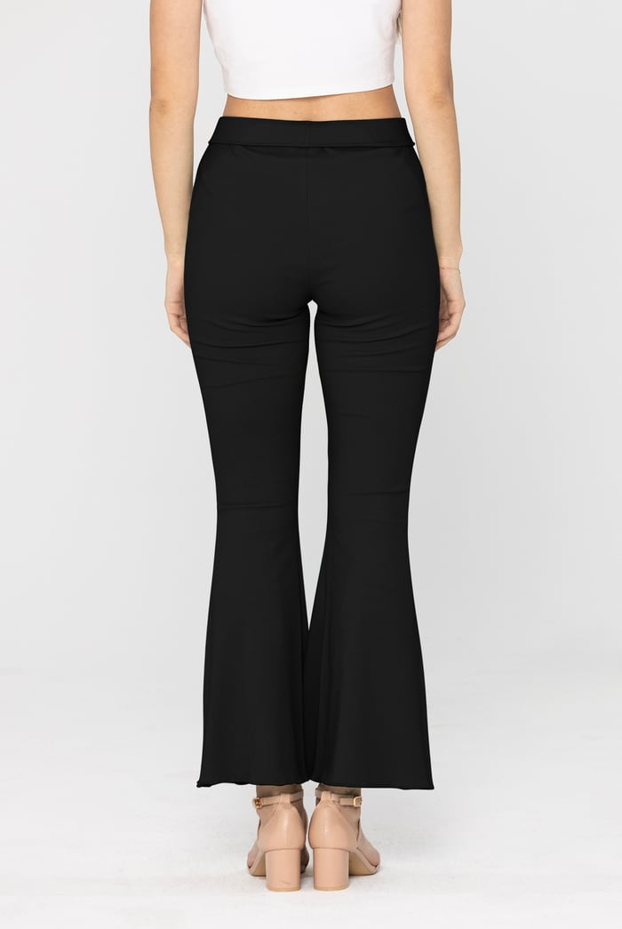 Textured Ribbed Flared Trousers