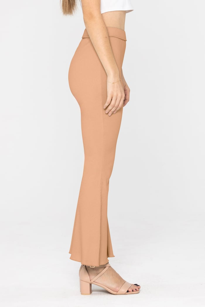 Textured Ribbed Flared Trousers