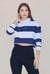 Raw Edge Hem Crop Striped Poloshirt YD