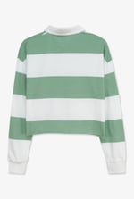 Raw Edge Hem Crop Striped Poloshirt YD