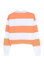 Raw Edge Hem Crop Striped Poloshirt YD