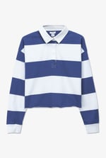 Raw Edge Hem Crop Striped Poloshirt YD