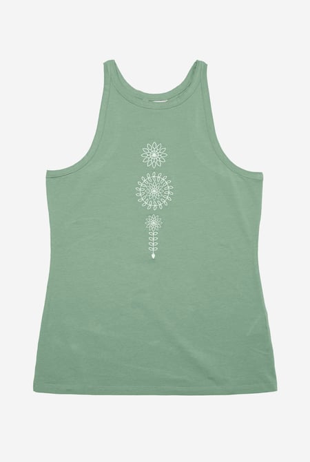 Green Motif Embroidered Tank Top