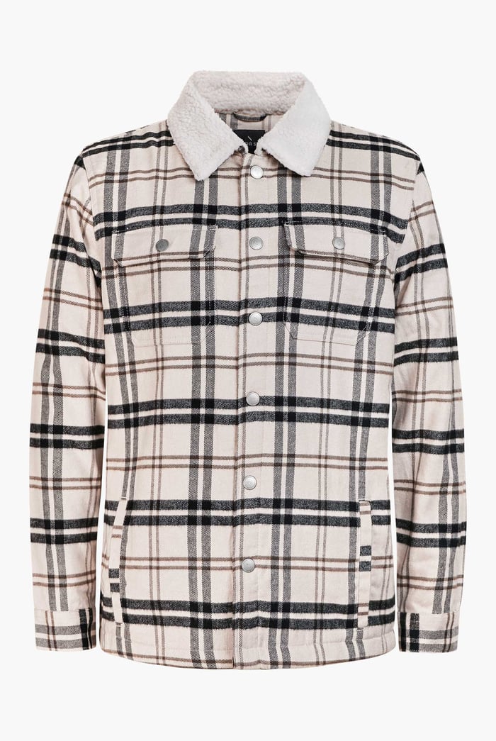 Tartan Check Borg Lined Cotton Shacket