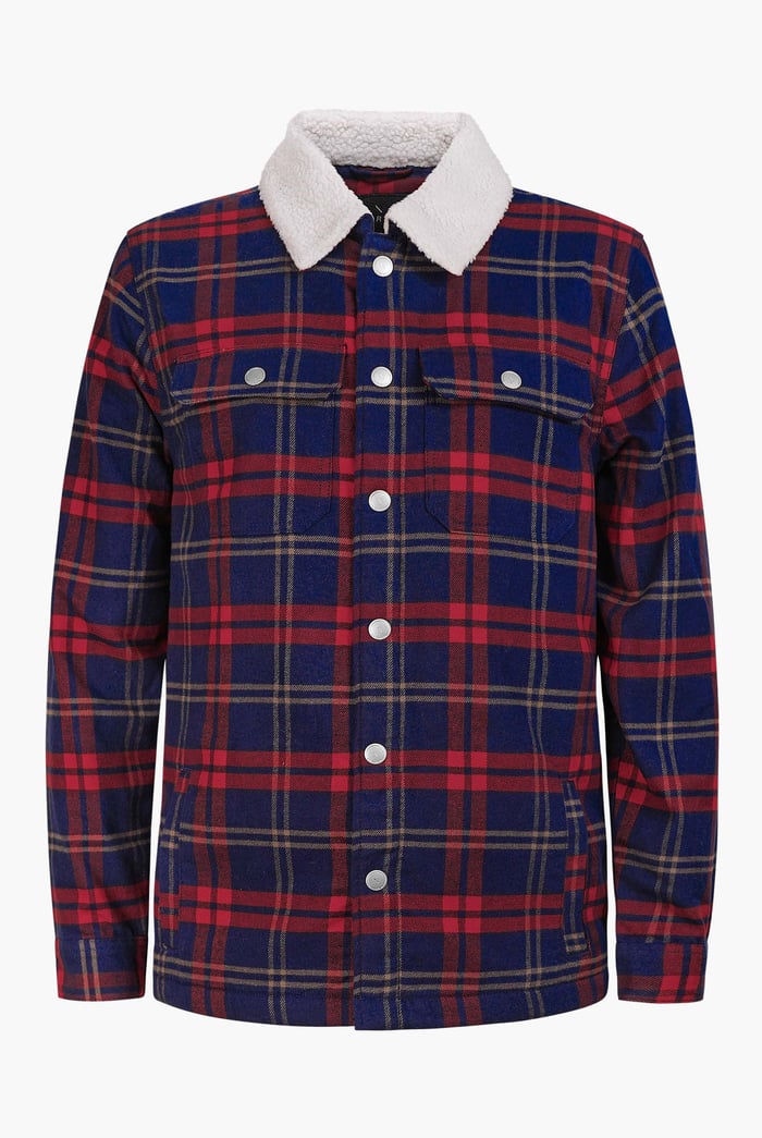 Tartan Check Borg Lined Cotton Shacket
