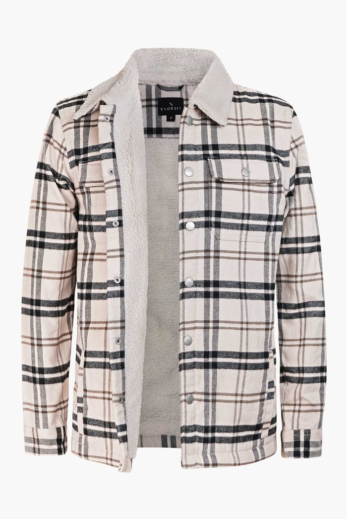 Tartan Check Borg Lined Cotton Shacket