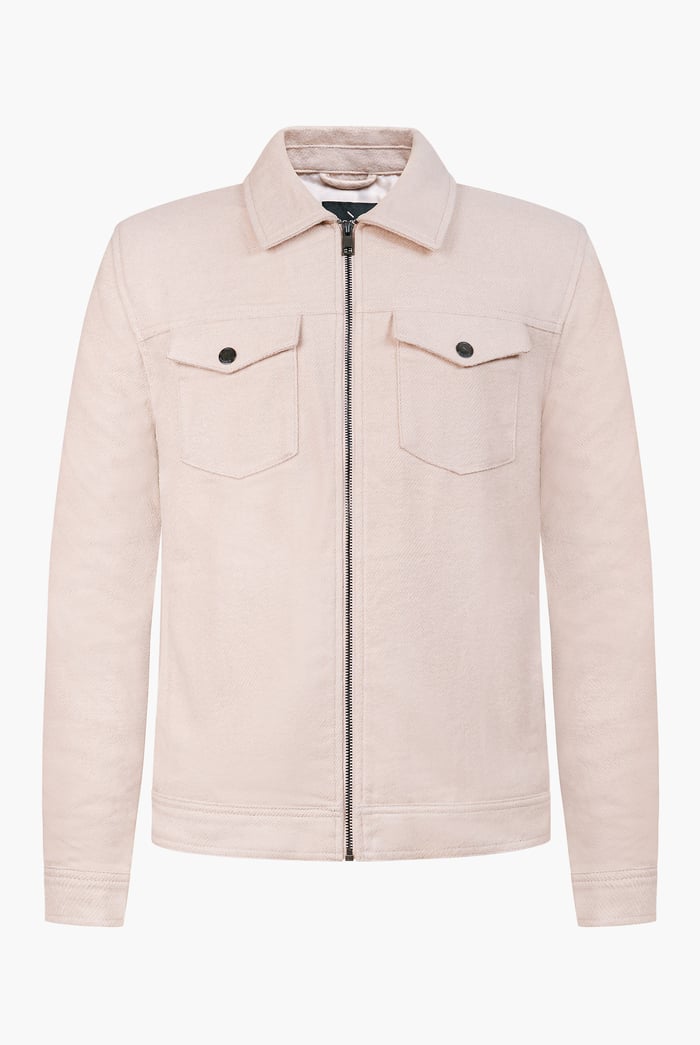 Ecru Cream Viscose Blend Lined Jacket
