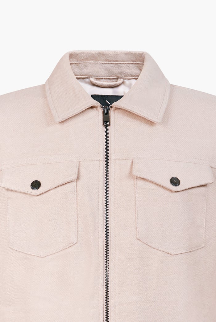 Ecru Cream Viscose Blend Lined Jacket