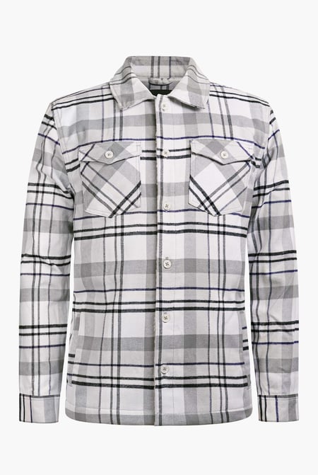 White Borg Lined Plaid Check Shacket