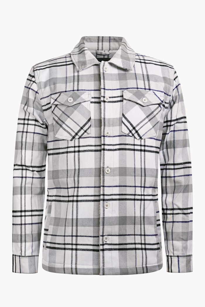 Borg Lined Plaid Check Shacket