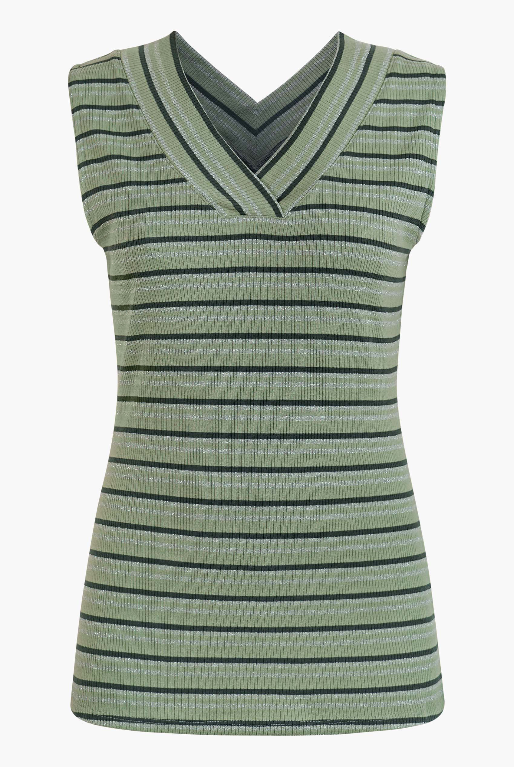 Silver Metallic V-Neck V Back Tops