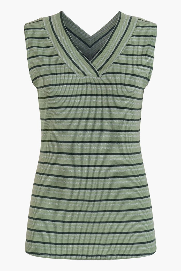 Silver Metallic V-Neck V Back Tops