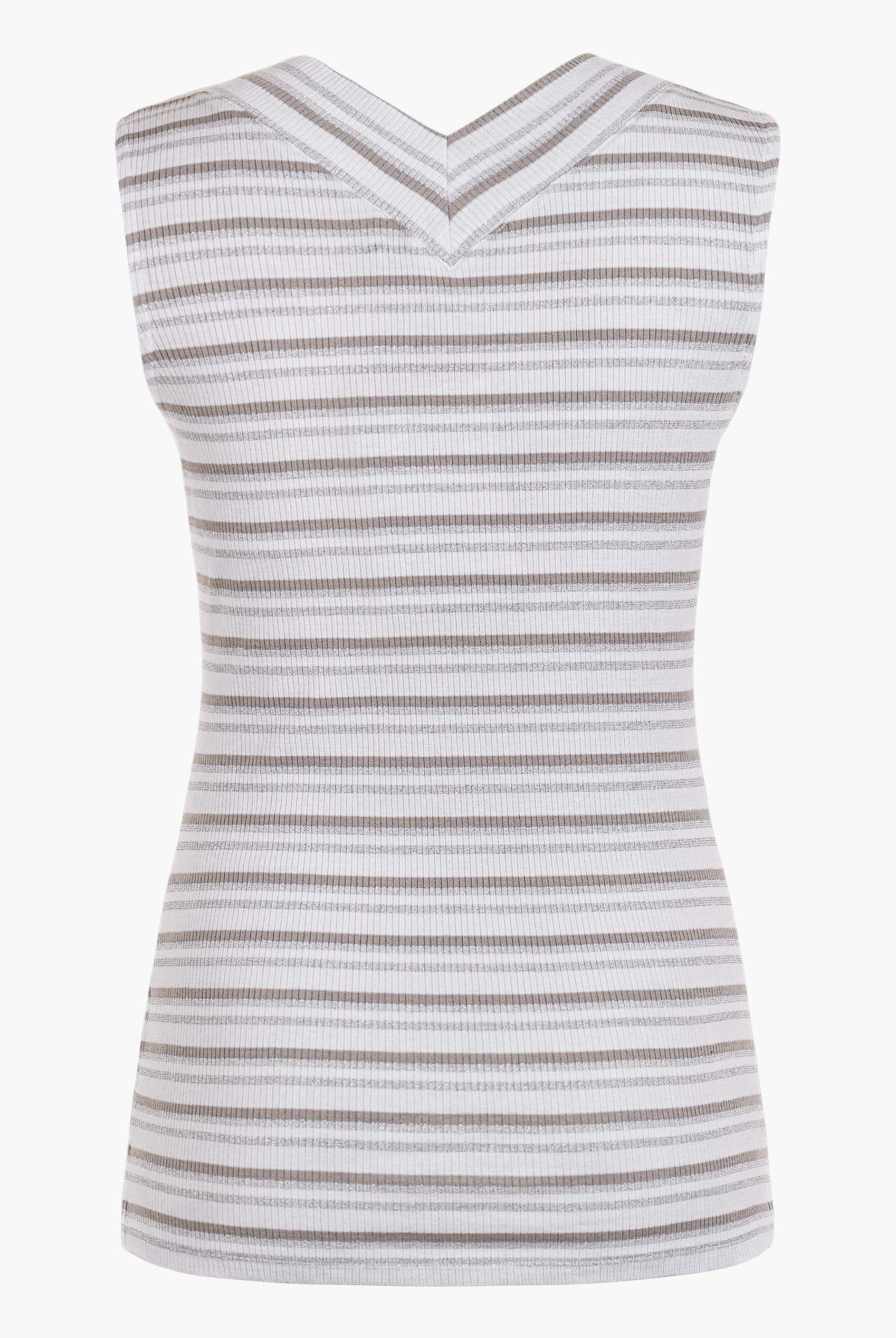 Silver Metallic V-Neck V Back Tops