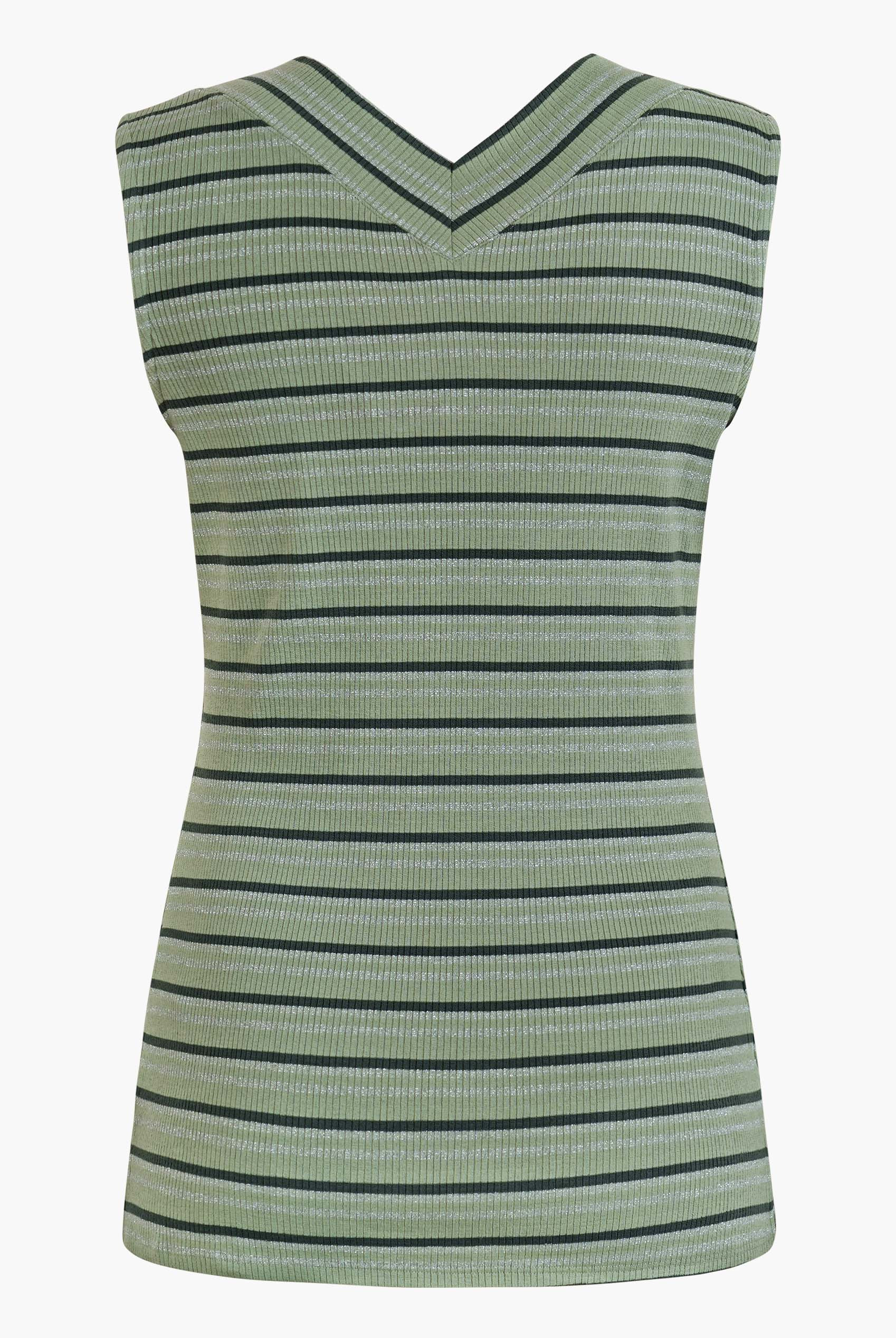 Silver Metallic V-Neck V Back Tops