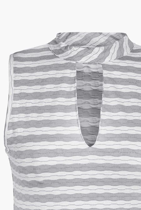 White High Neck V-Cut Crop Top