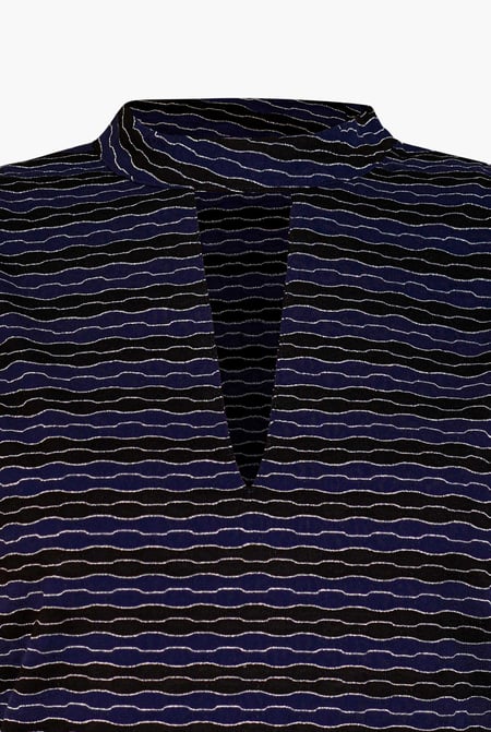 Navy High Neck V-Cut Crop Top