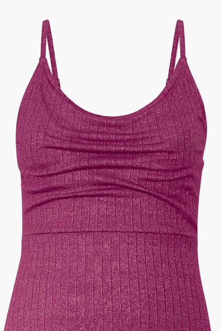 Pink Stretch Jersey Metallic Midi Cami Dress