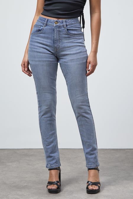Light Blue High Waist Slim Fit Jeans