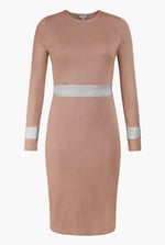 Shiny Silver Metallic Stretch Midi Dress