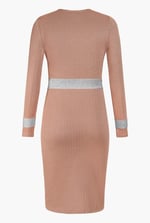 Shiny Silver Metallic Stretch Midi Dress