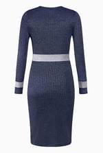 Shiny Silver Metallic Stretch Midi Dress