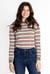 Striped Ribbed Long Sleeve High Neck Jersey Top